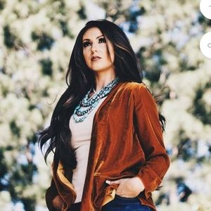 L &B dark mustard velvet blazer